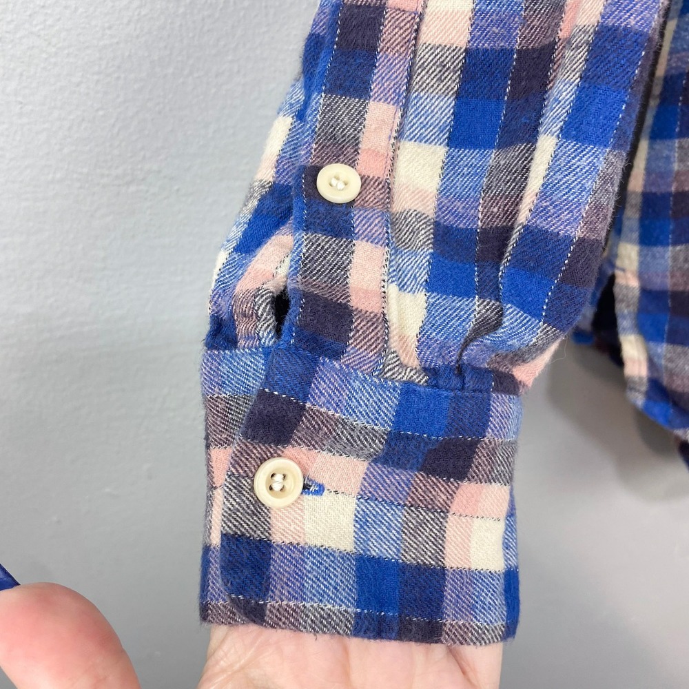 Madewell Flannel Sunday Shirt Size S Button Up Blue Pink Plaid Cabincore Western - Picture 15 of 15